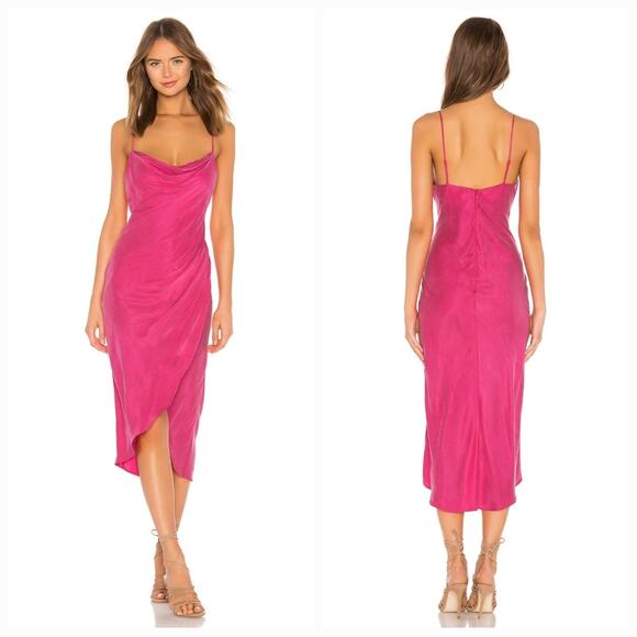 Lovers and Friends Noah Wrap Dress in Hot Pink Medium